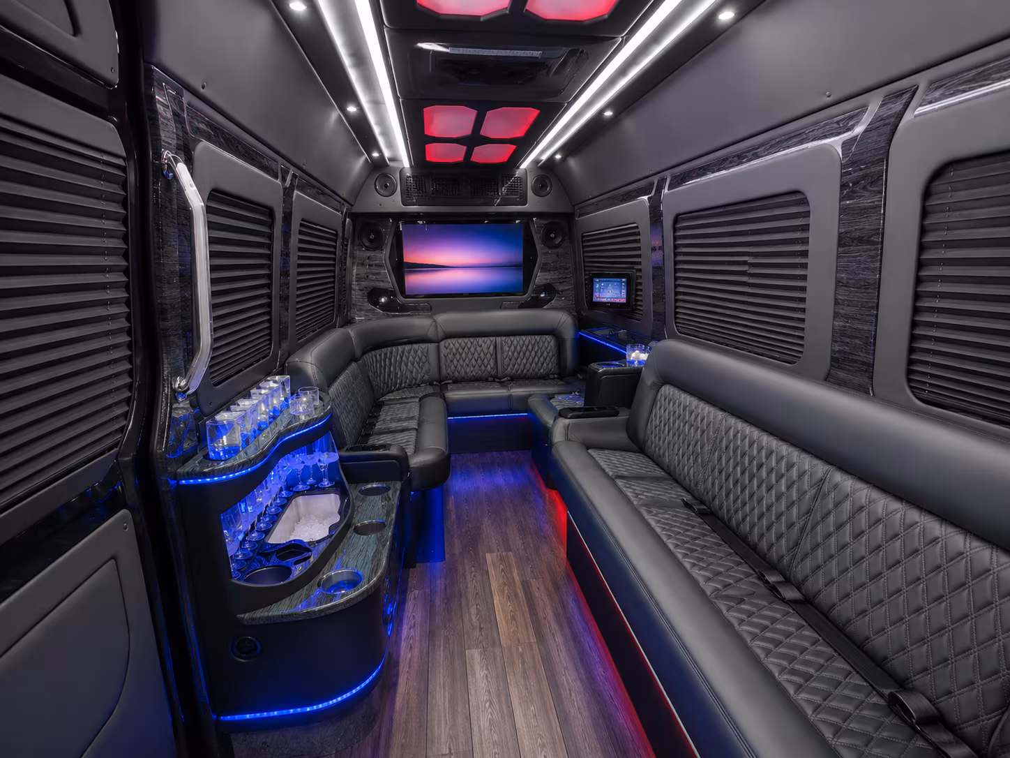st george 20 passenger party bus interior