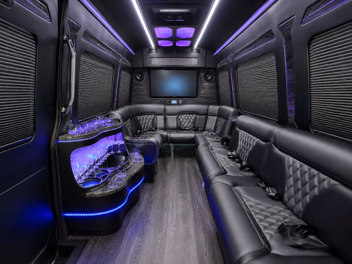 st george 30 passenger party bus inside
